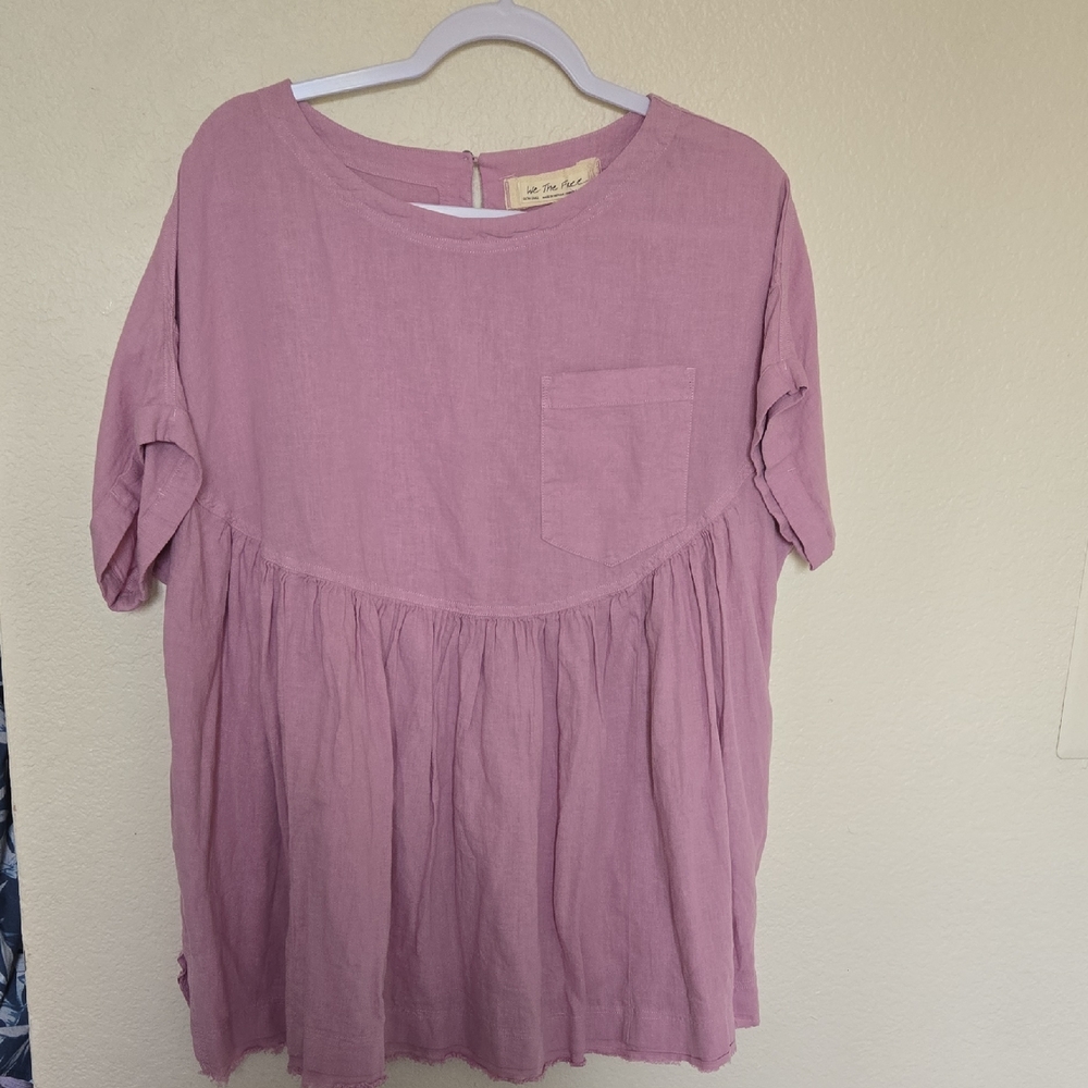 We The Free Mauve Linen Blouse with Pockets